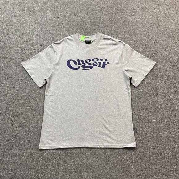 CHOOOSELF Casual Simple Letter Grey T Shirt